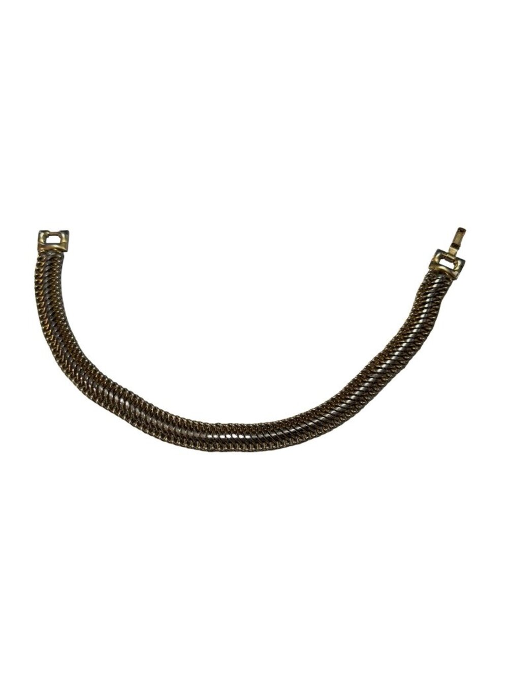 Vintage Gold Tone Double Curb Link Choker Necklace 15 Inch Wide Statement Chain